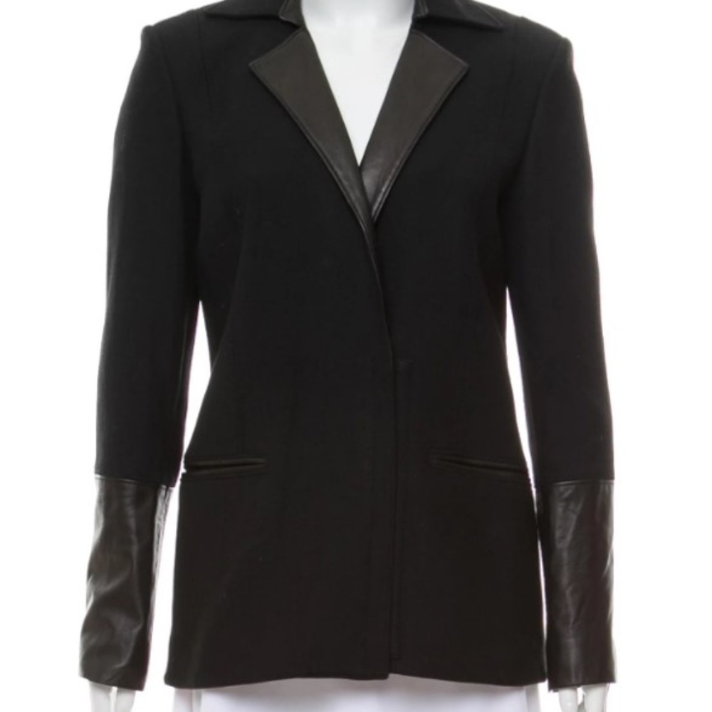 HELMUT LANG Leather-Accented Notch-Lapel Blazer